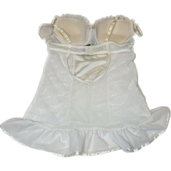 Per Lei M Bra Slip Lingerie ruffled negligee Beige Ivory Dotted 34C - Picture 5 of 9